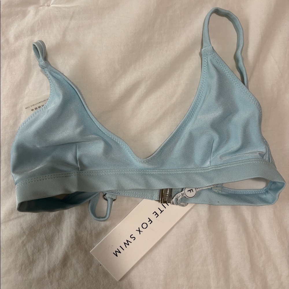 Shimmer Blue White Fox Bikini Top